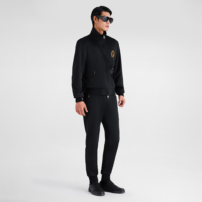 dolce & gabbana black new year limited stand collar zip‑up track jacket & trousers